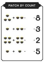 match par compte de chaudron, jeu pour enfants. illustration vectorielle, feuille de calcul imprimable vecteur