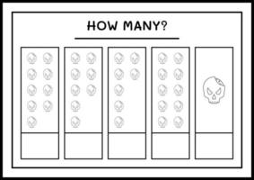 combien de crâne, jeu pour enfants. illustration vectorielle, feuille de calcul imprimable vecteur