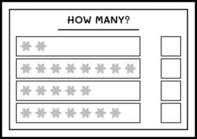 combien de flocon de neige, jeu pour les enfants. illustration vectorielle, feuille de calcul imprimable vecteur