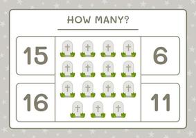 combien de pierre tombale, jeu pour enfants. illustration vectorielle, feuille de calcul imprimable vecteur