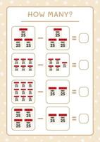 combien de calendrier de noël, jeu pour enfants. illustration vectorielle, feuille de calcul imprimable vecteur