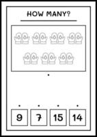 combien de mitaines d'hiver, jeu pour enfants. illustration vectorielle, feuille de calcul imprimable vecteur