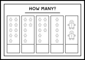 combien de biscuits au pain d'épice, jeu pour les enfants. illustration vectorielle, feuille de calcul imprimable vecteur