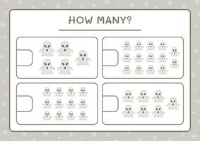 combien de fantômes, jeu pour enfants. illustration vectorielle, feuille de calcul imprimable vecteur