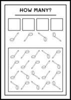 combien de louche, jeu pour enfants. illustration vectorielle, feuille de calcul imprimable vecteur