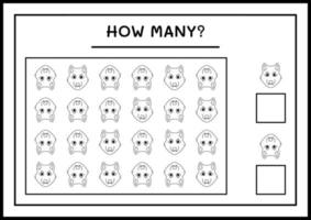 combien de loup, jeu pour enfants. illustration vectorielle, feuille de calcul imprimable vecteur