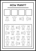 combien de cloche de noël, jeu pour enfants. illustration vectorielle, feuille de calcul imprimable vecteur