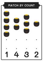 match par compte de chaudron, jeu pour enfants. illustration vectorielle, feuille de calcul imprimable vecteur