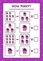 combien de maison, jeu pour enfants. illustration vectorielle, feuille de calcul imprimable vecteur