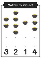 match par compte de chaudron, jeu pour enfants. illustration vectorielle, feuille de calcul imprimable vecteur