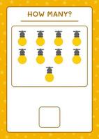 combien de lumières de noël, jeu pour enfants. illustration vectorielle, feuille de calcul imprimable vecteur