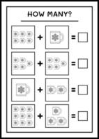 combien de tasse de noël, jeu pour enfants. illustration vectorielle, feuille de calcul imprimable vecteur