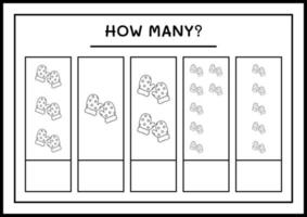 combien de mitaines d'hiver, jeu pour enfants. illustration vectorielle, feuille de calcul imprimable vecteur