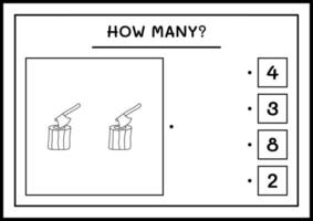 combien de souche avec hache, jeu pour enfants. illustration vectorielle, feuille de calcul imprimable vecteur