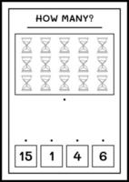 combien de sablier, jeu pour enfants. illustration vectorielle, feuille de calcul imprimable vecteur