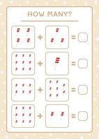 combien de sucette de noël, jeu pour enfants. illustration vectorielle, feuille de calcul imprimable vecteur