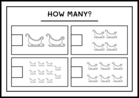 combien de traîneau du père noël, jeu pour les enfants. illustration vectorielle, feuille de calcul imprimable vecteur