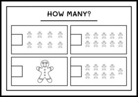 combien de biscuits au pain d'épice, jeu pour les enfants. illustration vectorielle, feuille de calcul imprimable vecteur