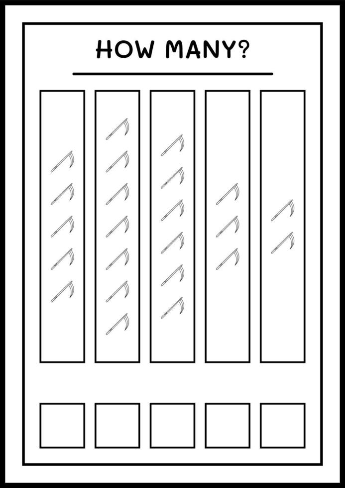 quantas foices, jogo para crianças. ilustração vetorial, planilha para impressão vetor