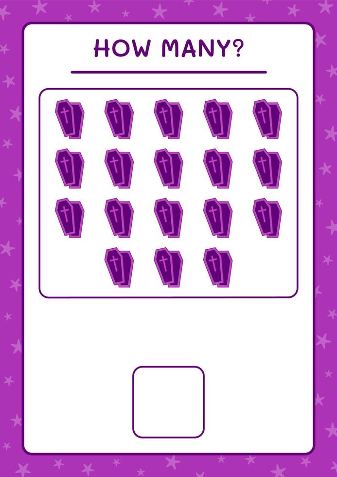 quantos caixão, jogo para crianças. ilustração vetorial, planilha para impressão vetor