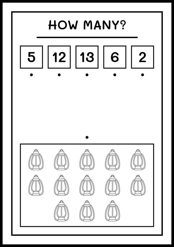 quantas lanterna de natal, jogo para crianças. ilustração vetorial, planilha para impressão vetor