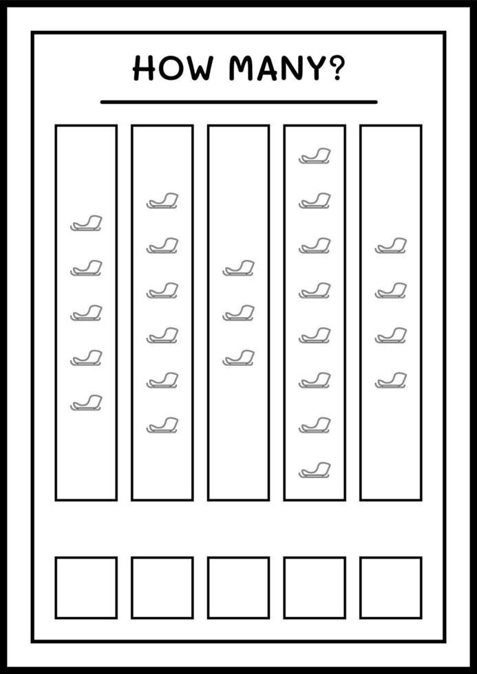 quantos trenó de papai noel, jogo para crianças. ilustração vetorial, planilha para impressão vetor