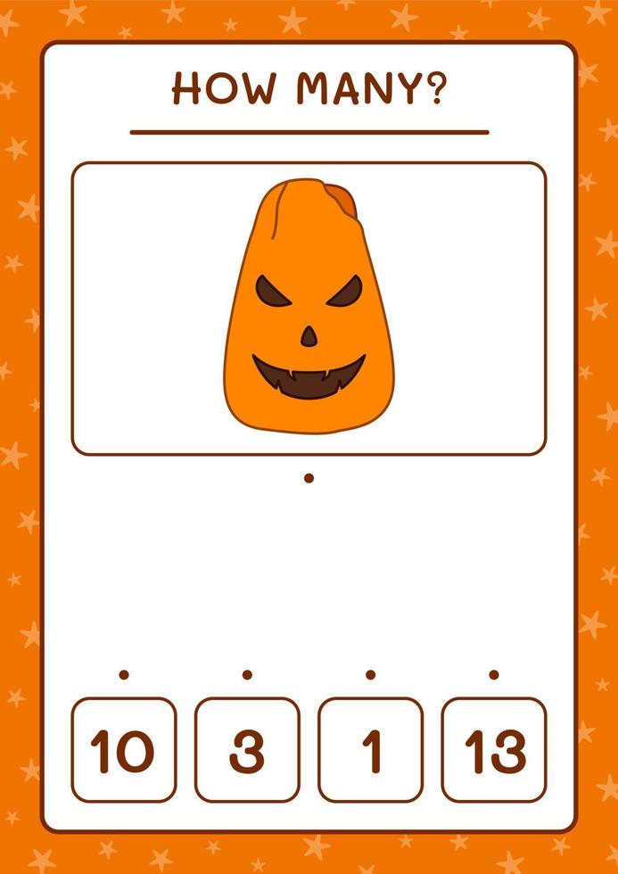 quantas abóboras, jogo para crianças. ilustração vetorial, planilha para impressão vetor