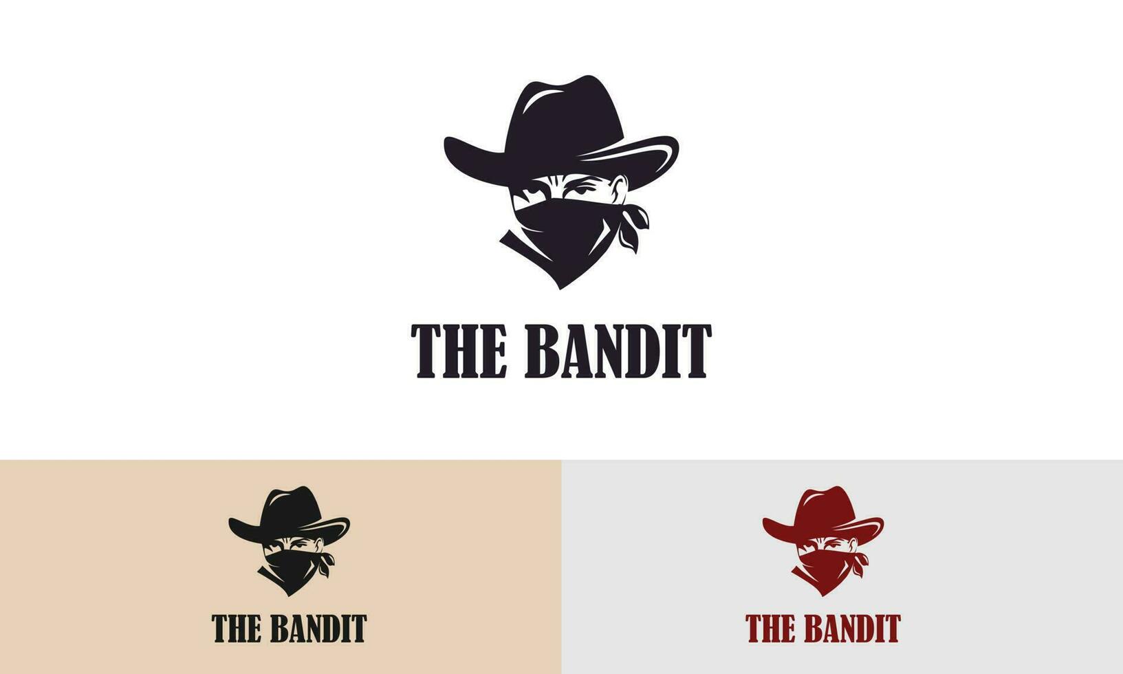 bandido cowboy com ilustração de logotipo de máscara de lenço de bandana vetor