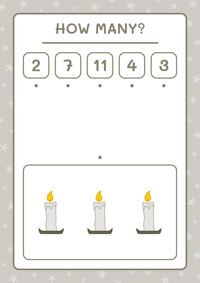 quantas velas, jogo para crianças. ilustração vetorial, planilha para impressão vetor