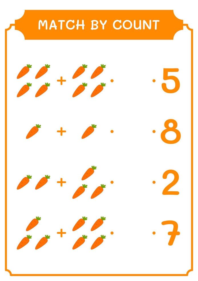jogo por contagem de cenoura, jogo para crianças. ilustração vetorial, planilha para impressão vetor