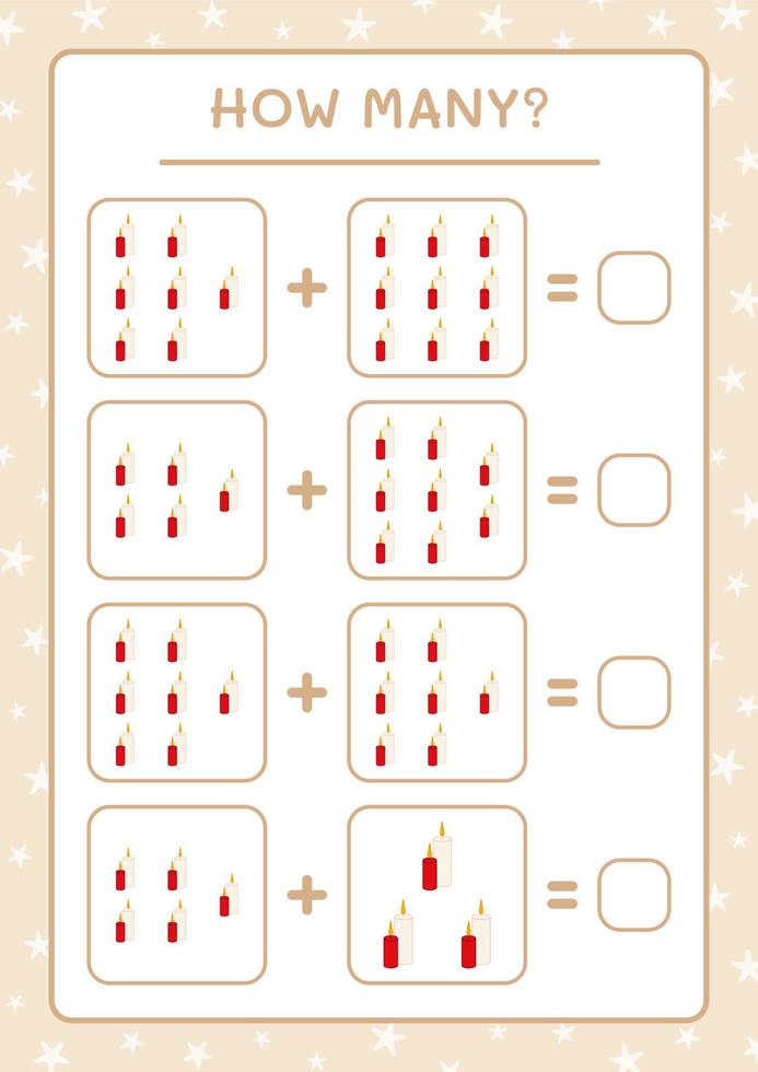 quantas velas de natal, jogo para crianças. ilustração vetorial, planilha para impressão vetor