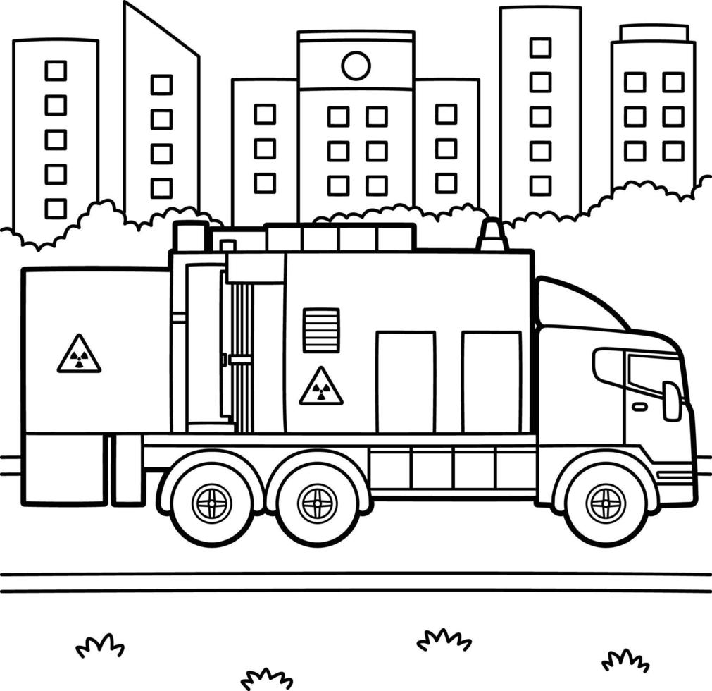 desenho de veículo de caminhão de raio-x para colorir para crianças vetor