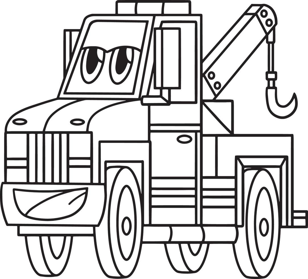 desenho de caminhão de reboque com veículo de rosto para colorir vetor