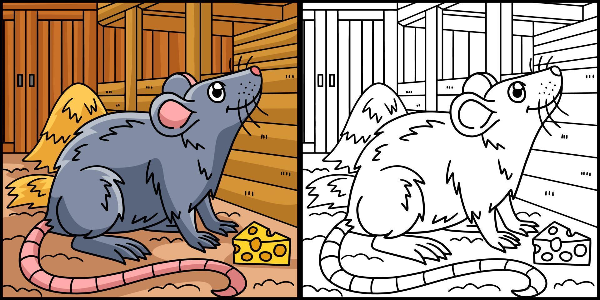 ilustração colorida da página para colorir do mouse vetor