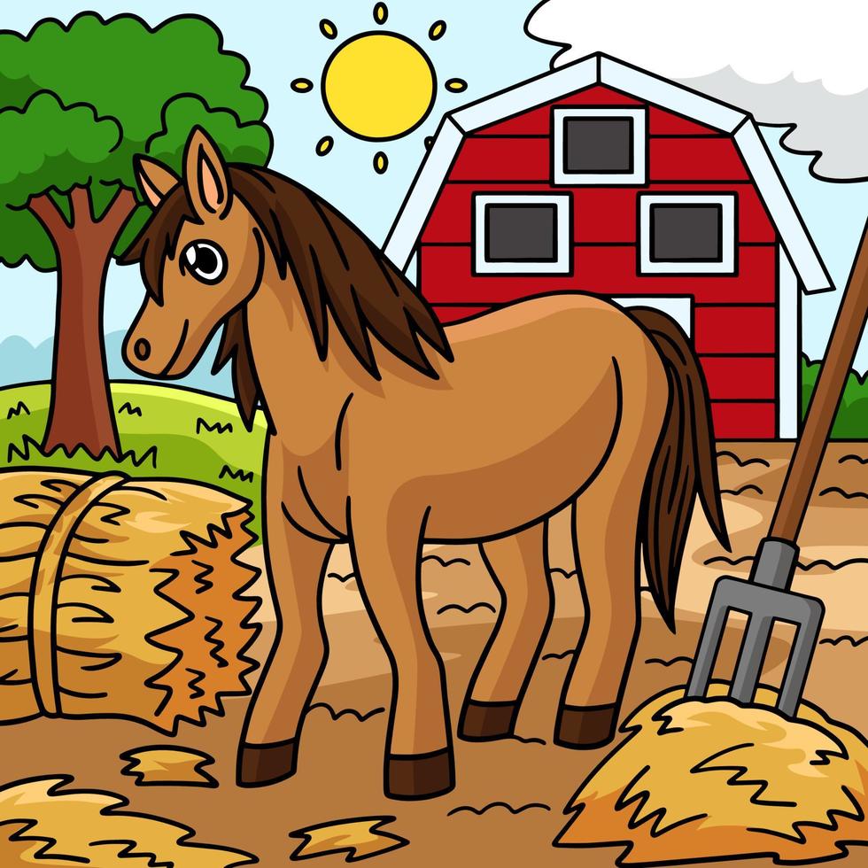 ilustração de desenho animado colorido animal cavalo vetor