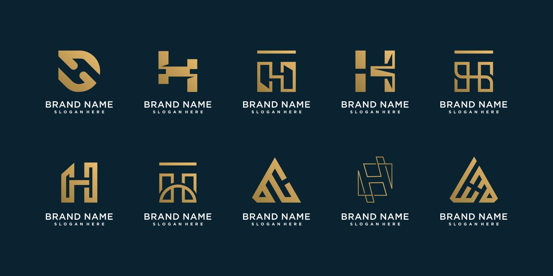 coleção de logotipo letra h com vetor premium de estilo de elemento abstrato criativo