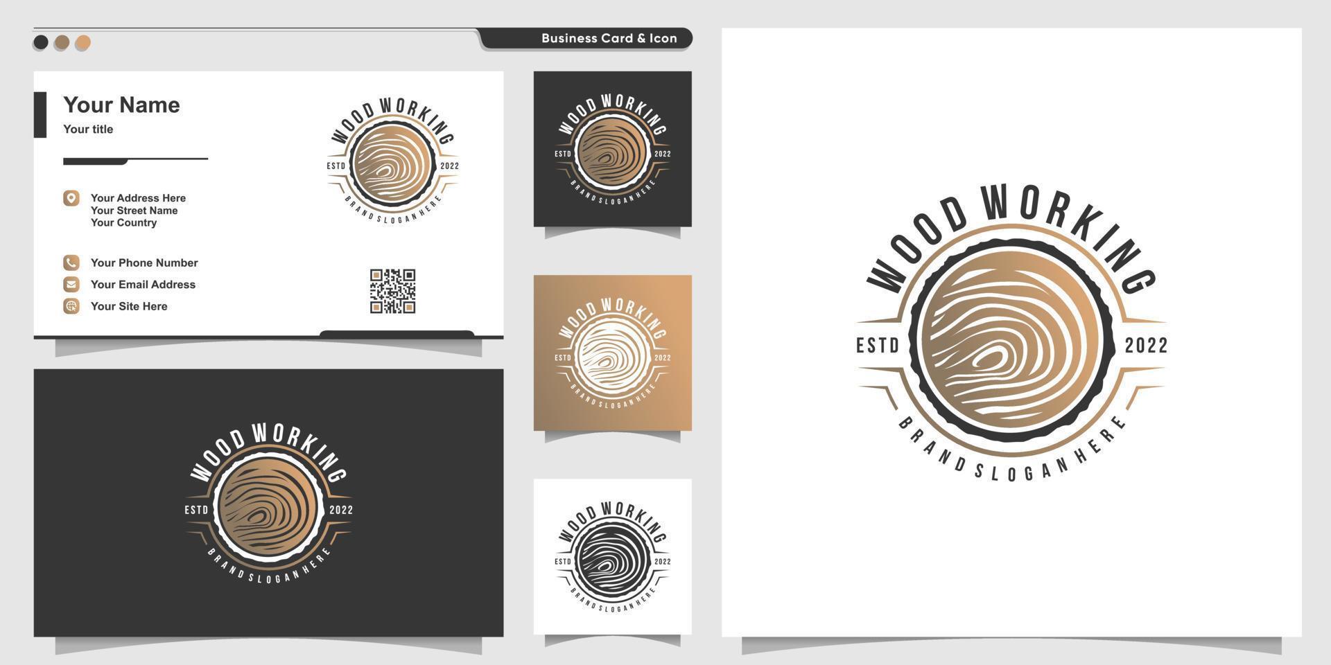design de logotipo de trabalho de madeira com vetor premium de conceito exclusivo criativo