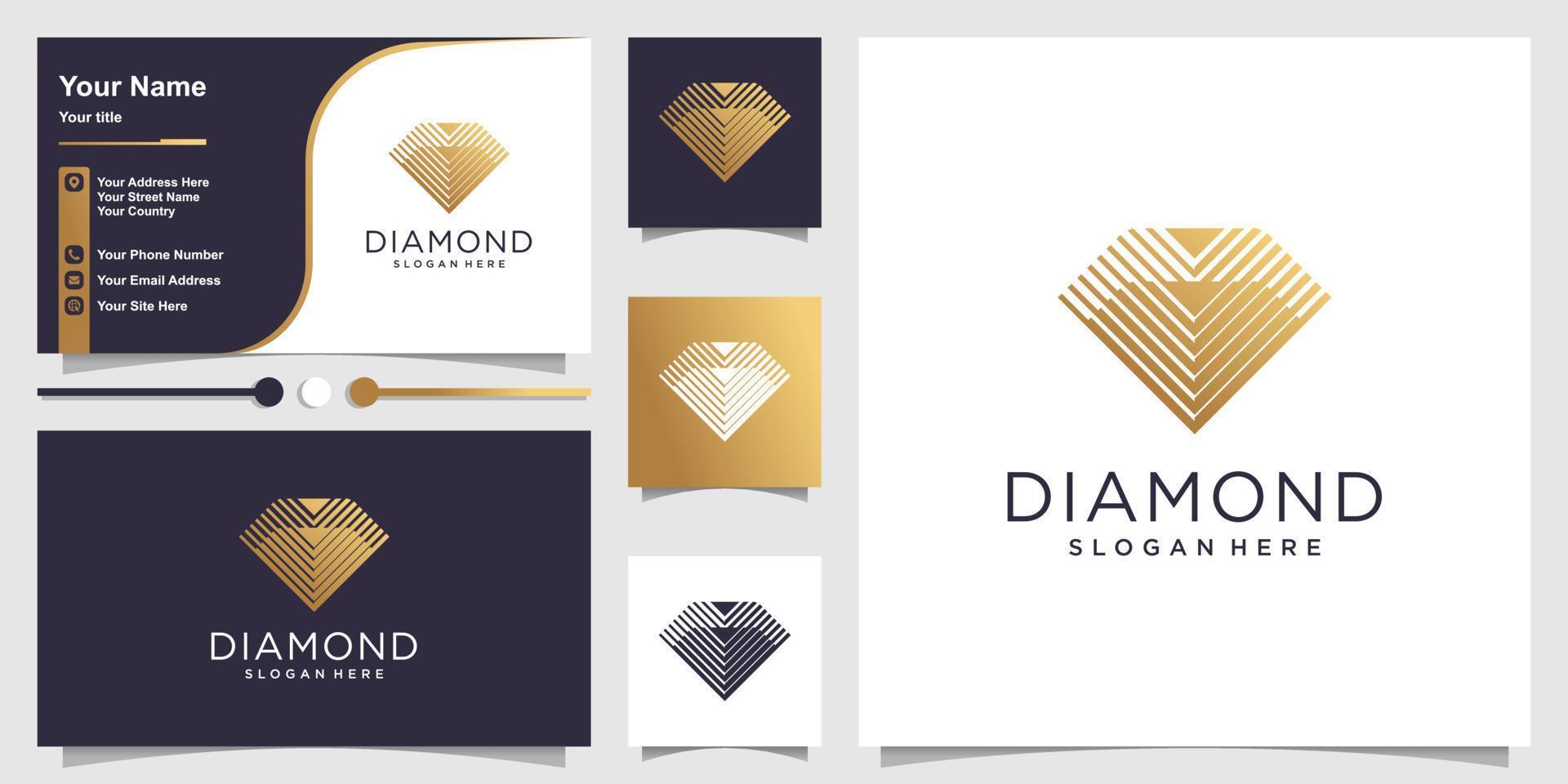 design de logotipo de diamante com vetor premium de conceito moderno e elegante criativo