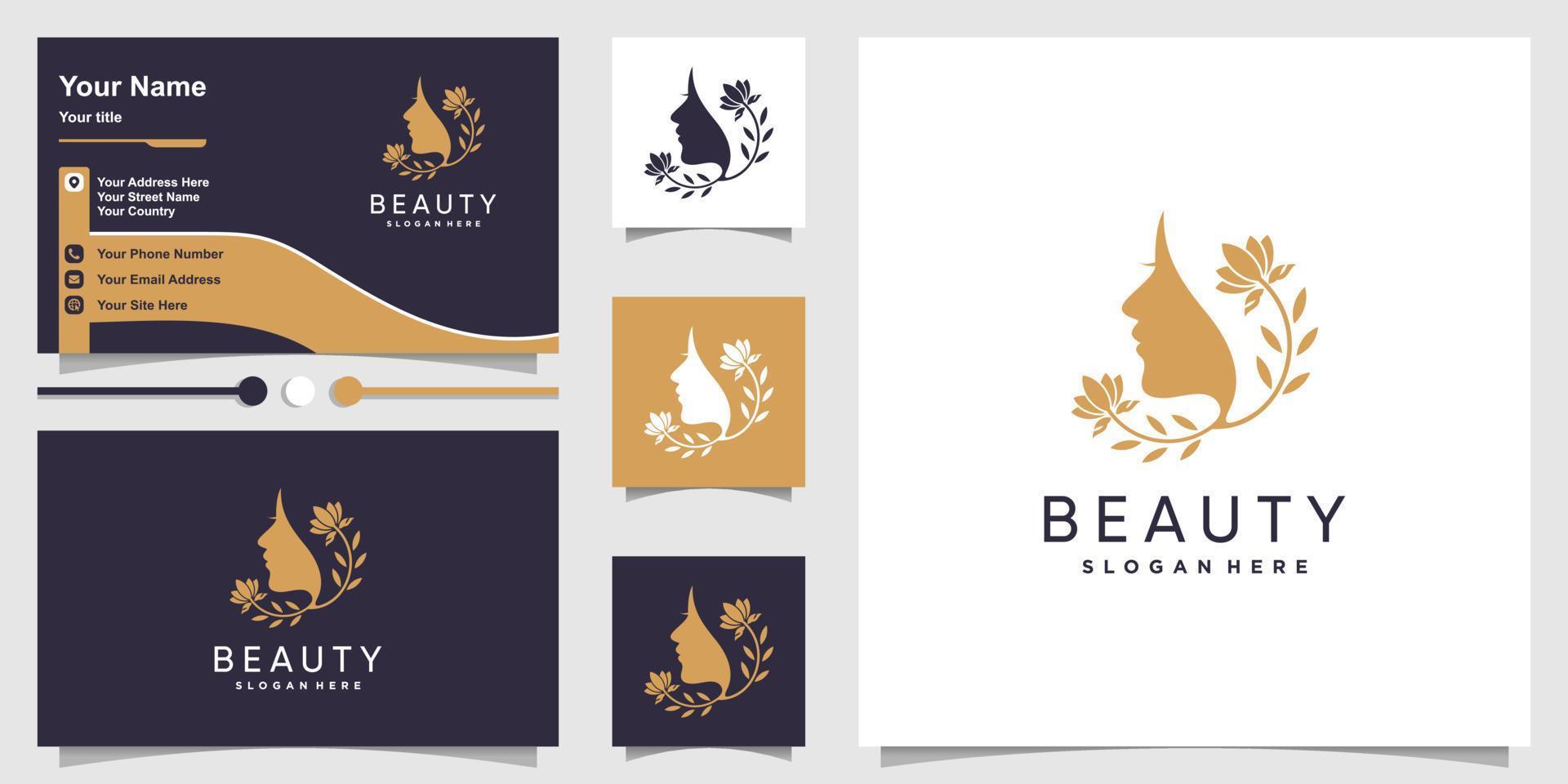 design de logotipo de beleza para vetor premium de mulher