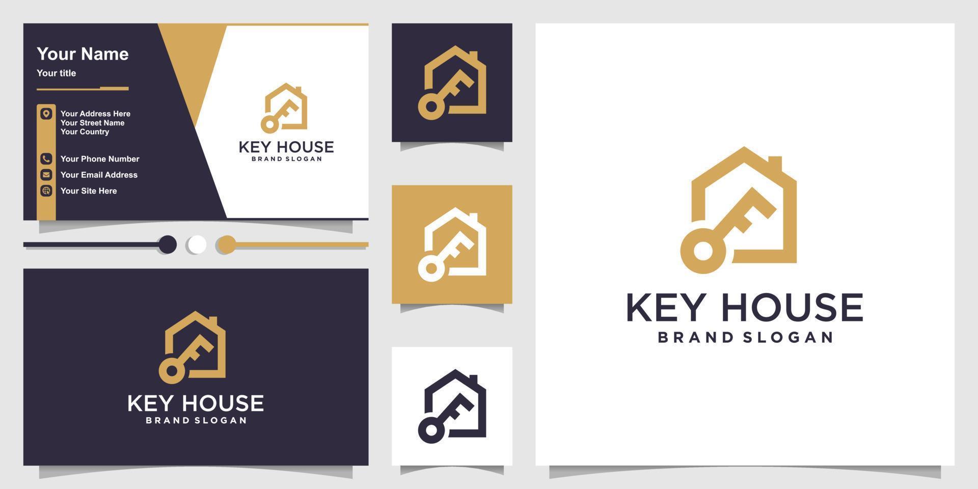 design de logotipo de casa com vetor premium de conceito de elemento-chave criativo