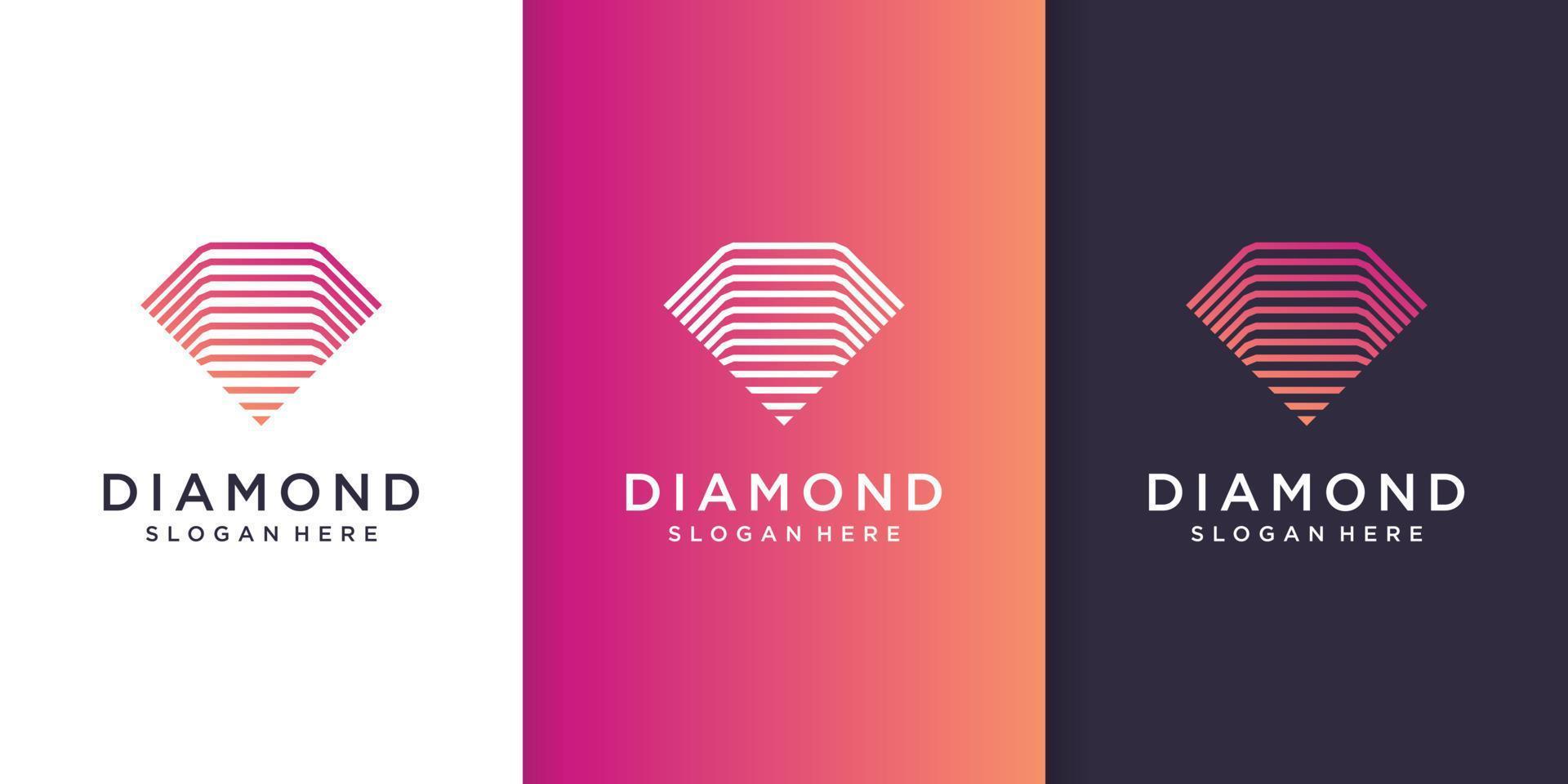 design de logotipo de diamante com vetor premium de conceito de linha criativa