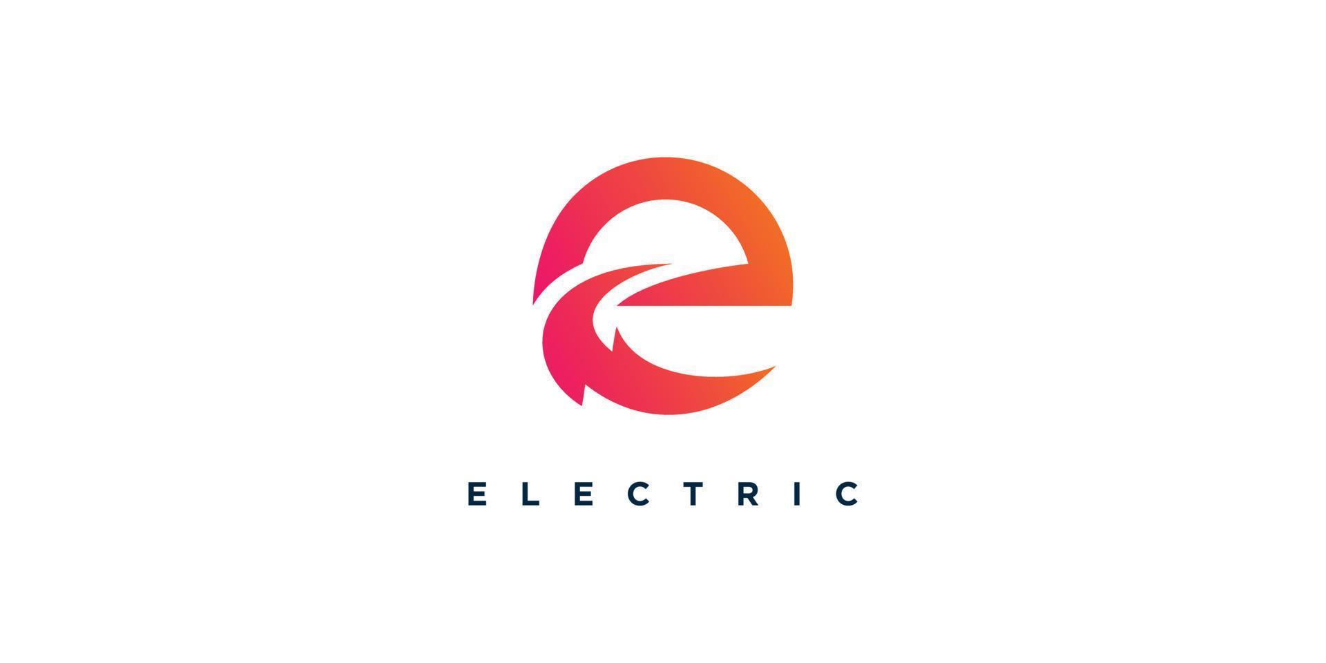 letra logotipo e com vetor premium de conceito elétrico