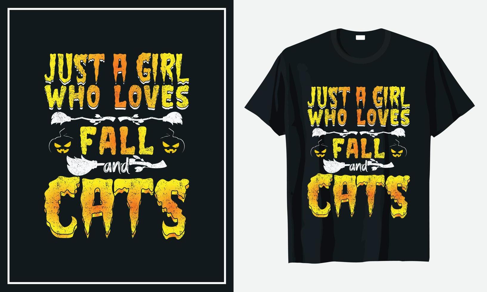 apenas uma garota que ama o design de camiseta de halloween de gatos de outono vetor