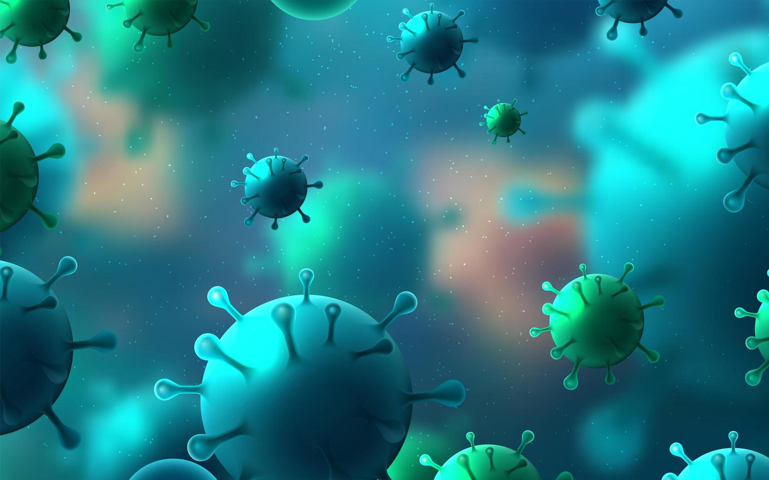 vírus azul e verde 2019-ncov vetor