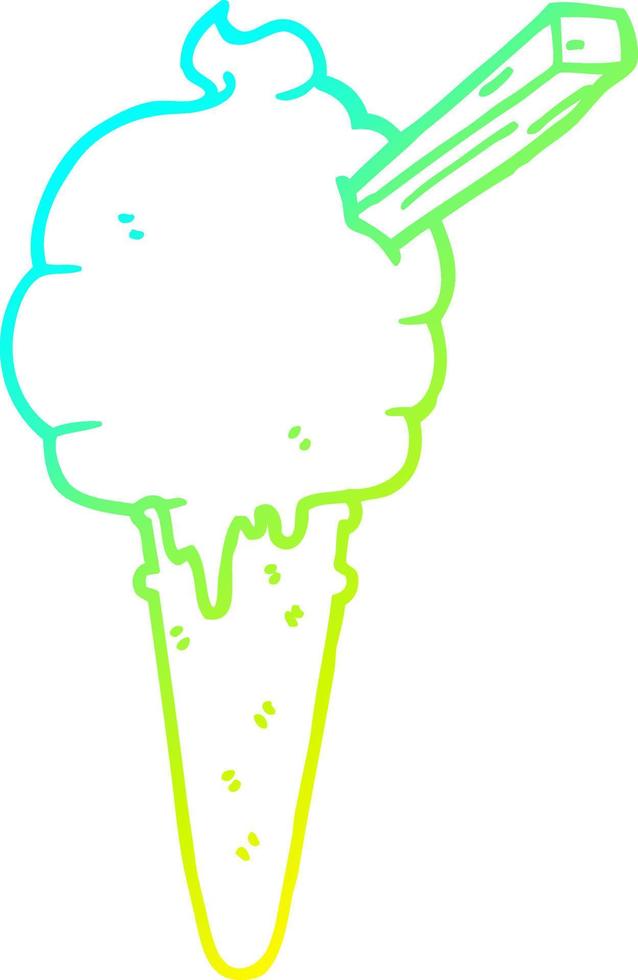 sorvete de desenho animado de desenho de linha de gradiente frio vetor