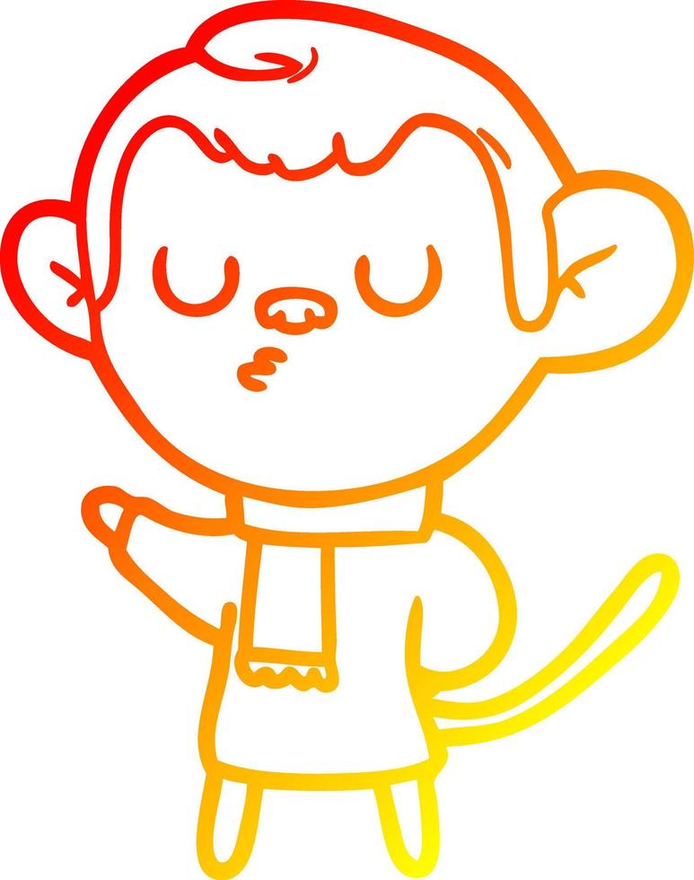 macaco de desenho animado de desenho de linha de gradiente quente vetor