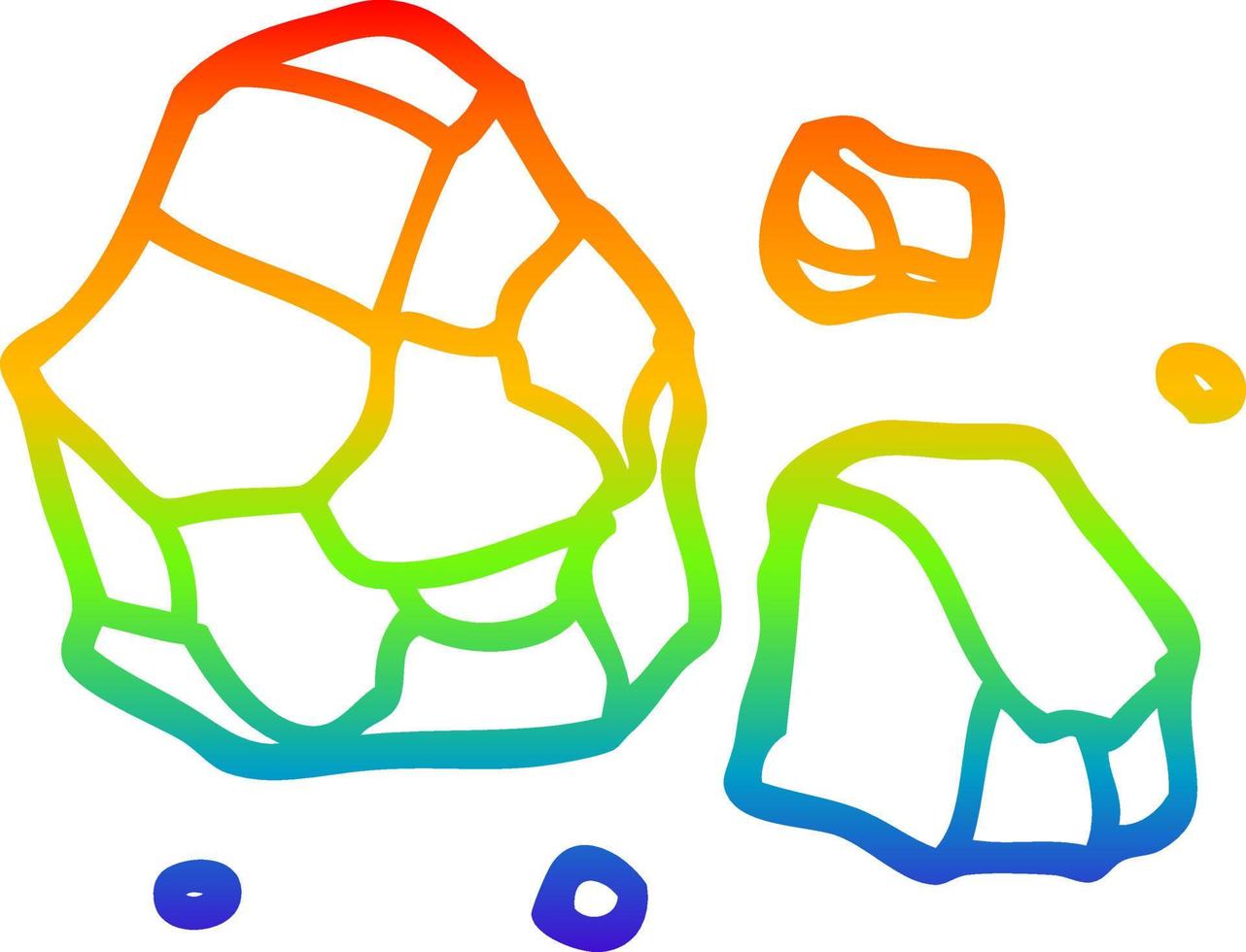desenho de linha de gradiente de arco-íris rochas de desenho animado vetor