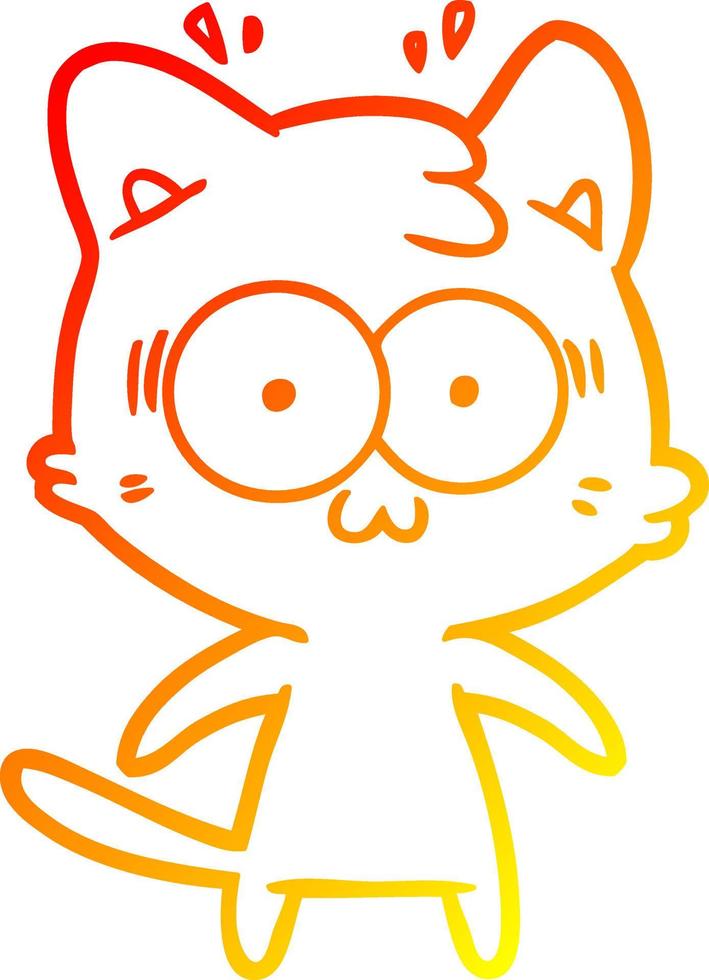 desenho de linha de gradiente quente desenho animado gato surpreso vetor