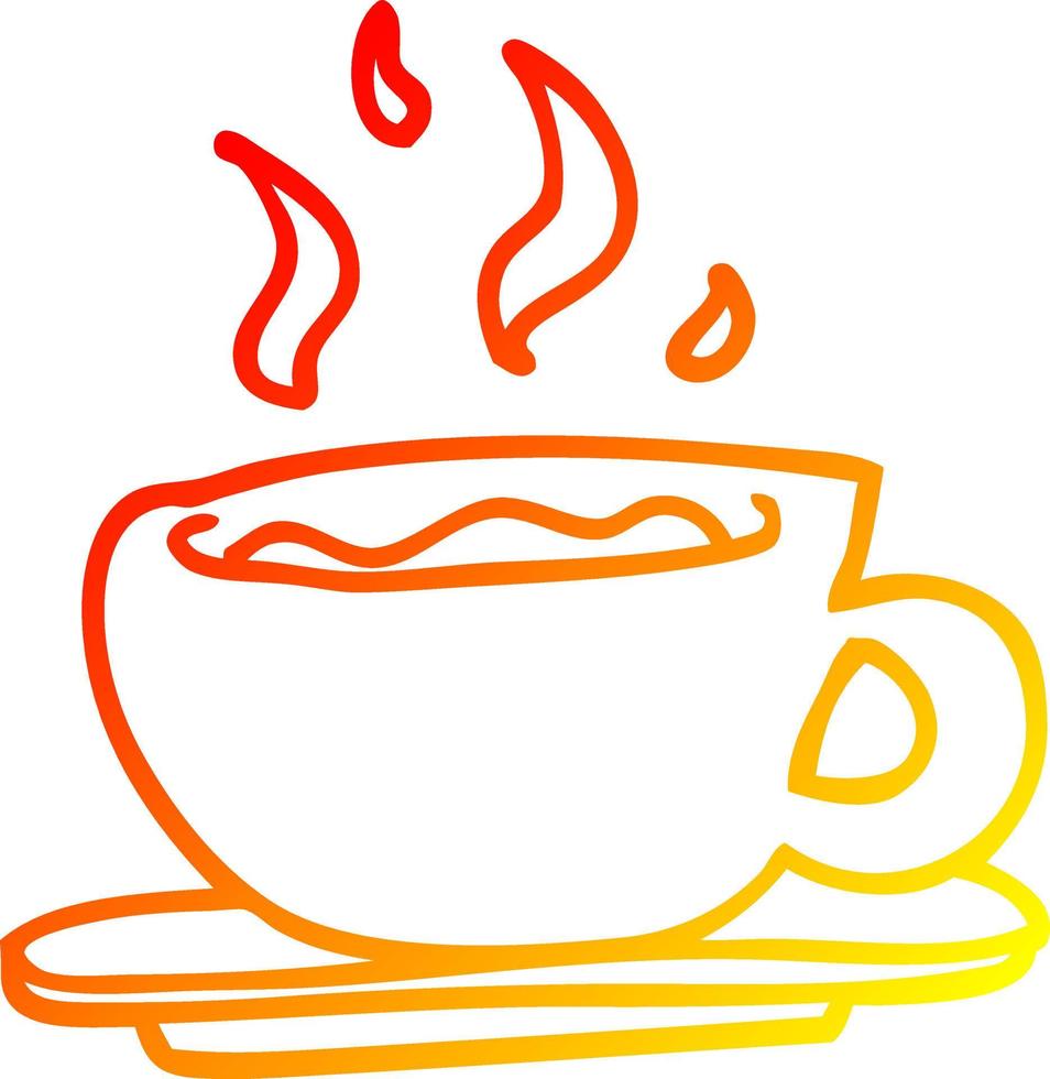 xícara de café de desenho animado de desenho de linha de gradiente quente vetor