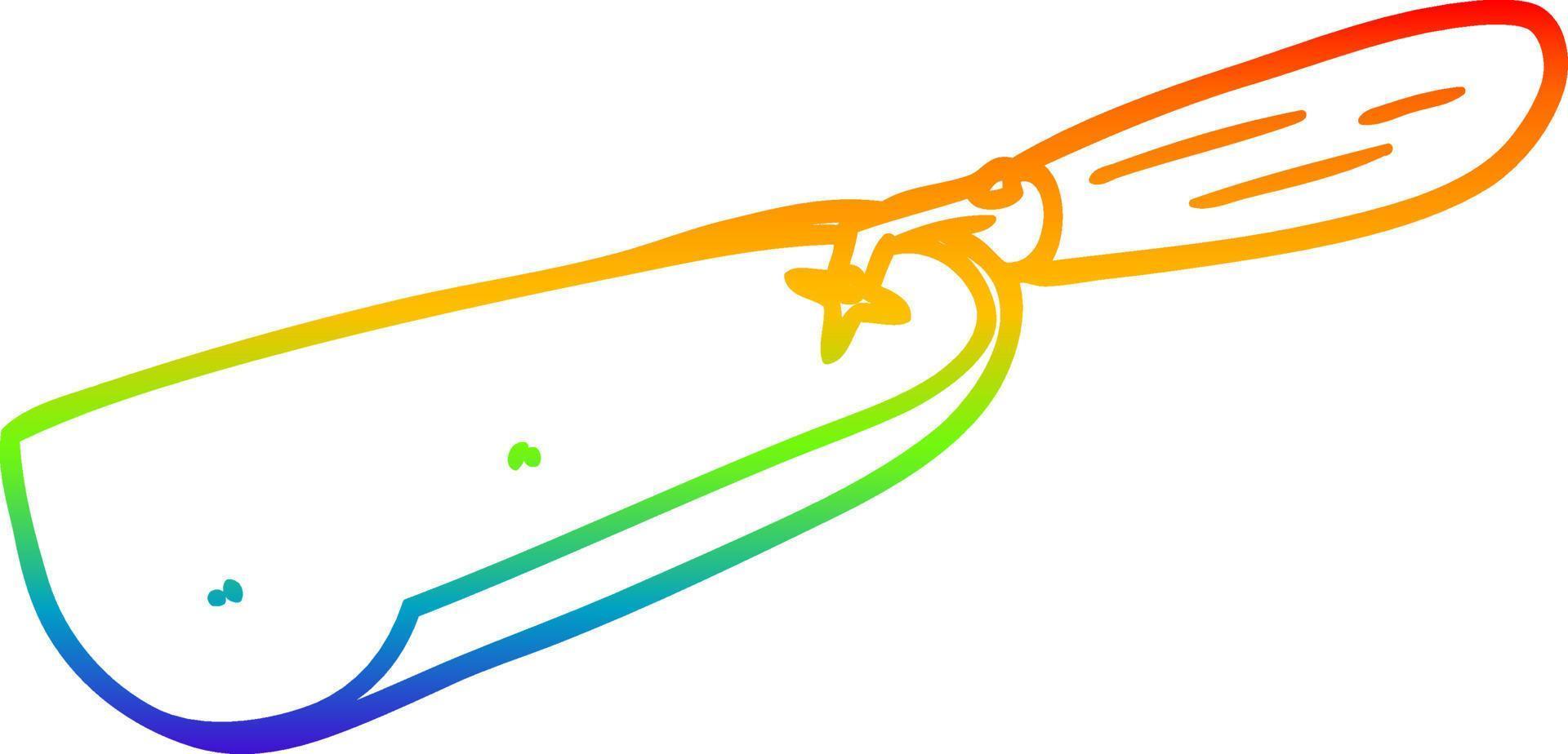 desenho de linha de gradiente de arco-íris pá de carvão de desenho animado vetor